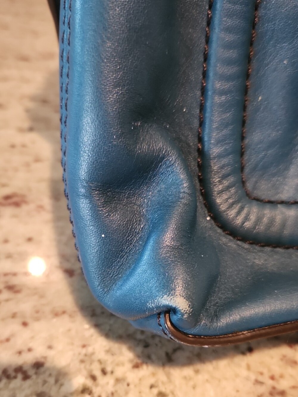 kate spade Teal Blue Leather Crossbody with Hand-Painted Floral & Bird - Picture 6 of 6
